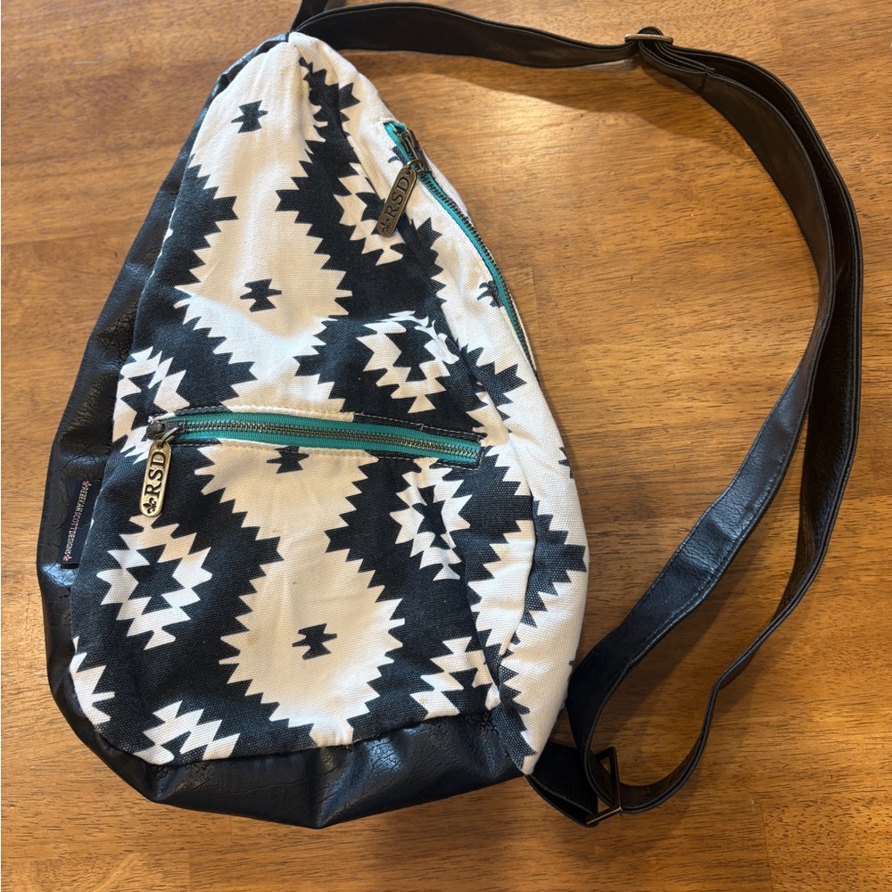 Rebekah Scott Black and Cream Patterned Backpack
